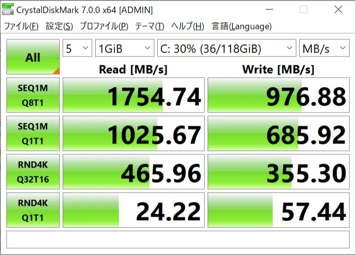 換装前（Samsung 128GB, M.2 2242）